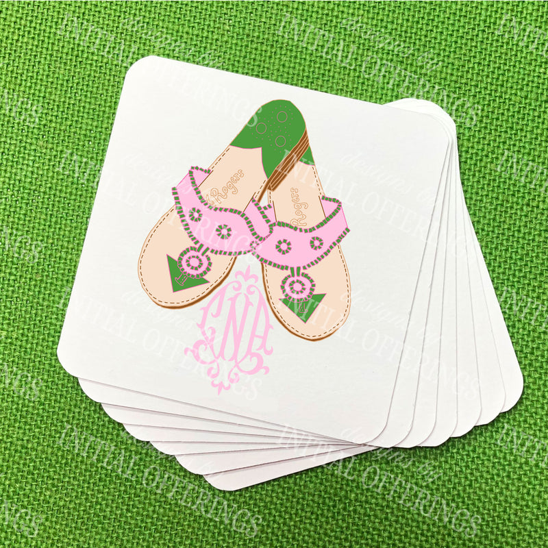 Pink and Green Jacks Coasters