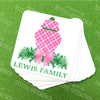 Pink and White Plaid Ginger Jar Swag Coasters