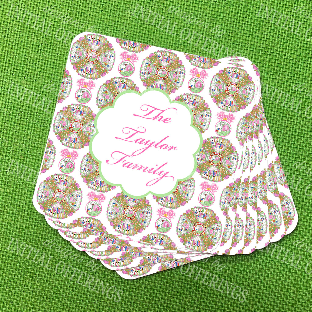 Famille Rose Medallion Inspired Platter Design Coasters