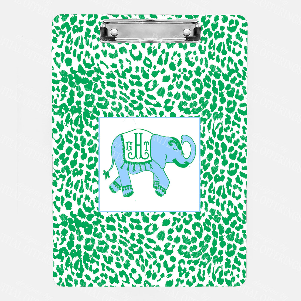Ellie in Cornflower Blue and Kelly Green with Cheetah Print Clipboard