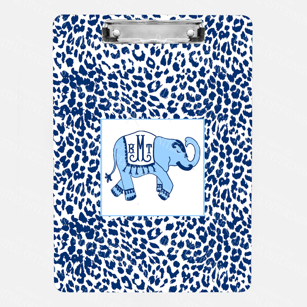 Ellie in Cornflower Blue and Navy with Cheetah Print Clipboard
