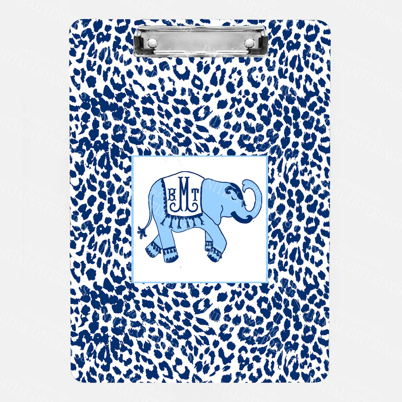 Ellie in Cornflower Blue and Navy with Cheetah Print Clipboard