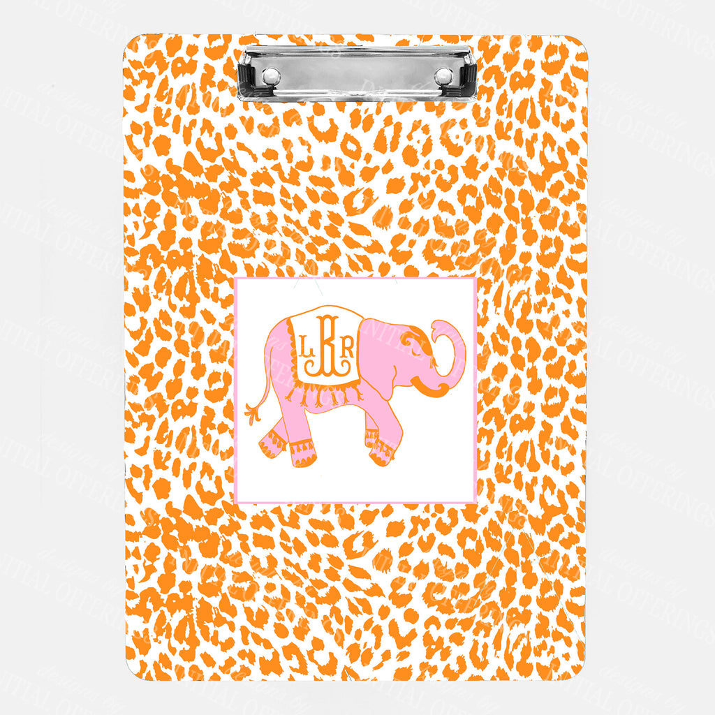 Ellie in Cornflower Pink and Orange with Cheetah Print Clipboard