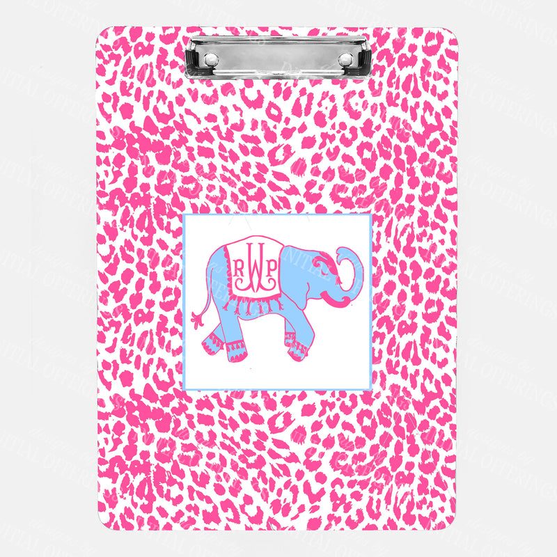 Ellie in Cornflower Blue and Pink with Cheetah Print Clipboard