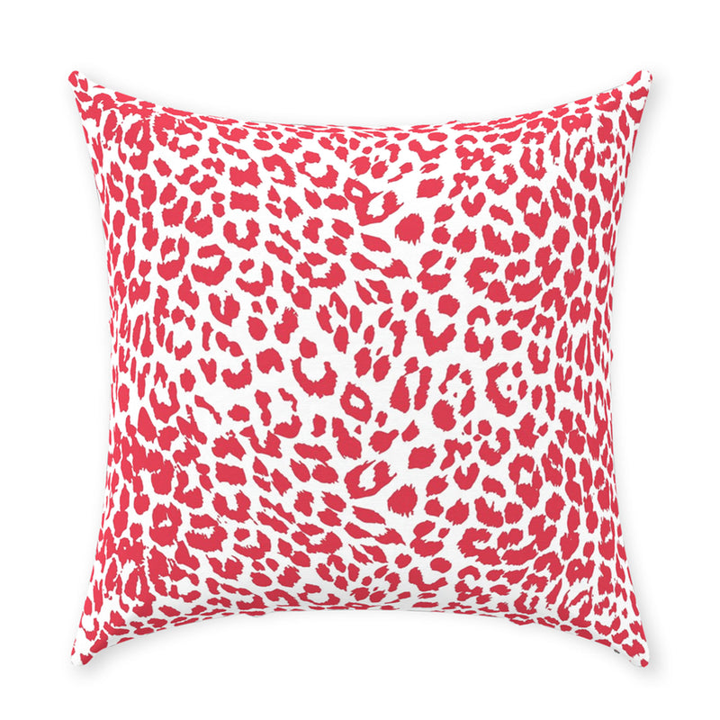 Red and White Cheetah Print Stag Head Swag Pillow