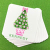 Pink and Green Christmas Tree Coasters