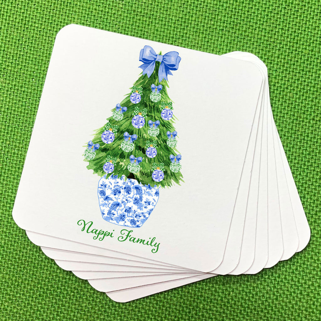 Blue and Green Christmas Tree Coasters