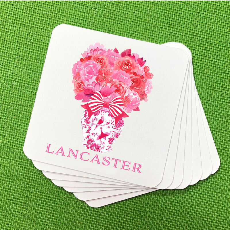 Pink and Red Bouquet Coasters