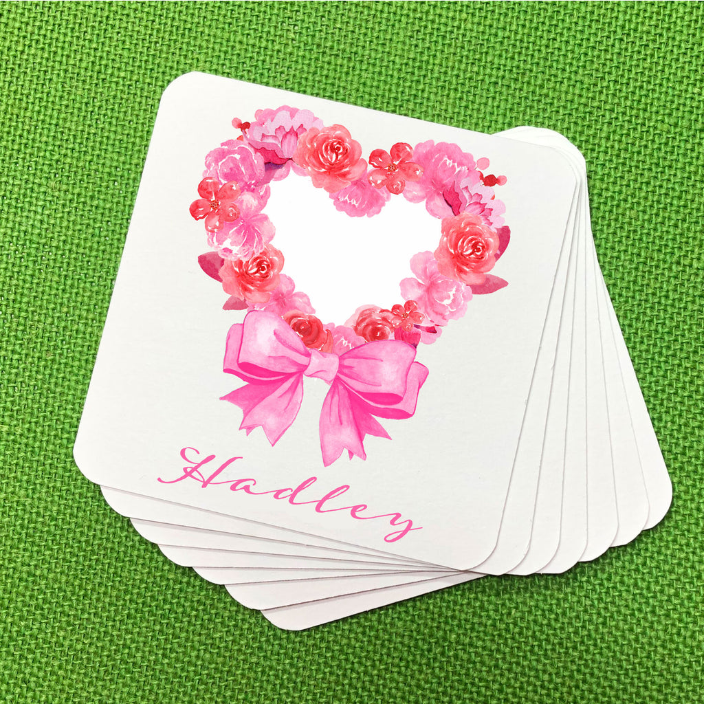 Pink Floral Heart Coasters