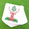 Red and White Plaid Stag Head Swag Coasters