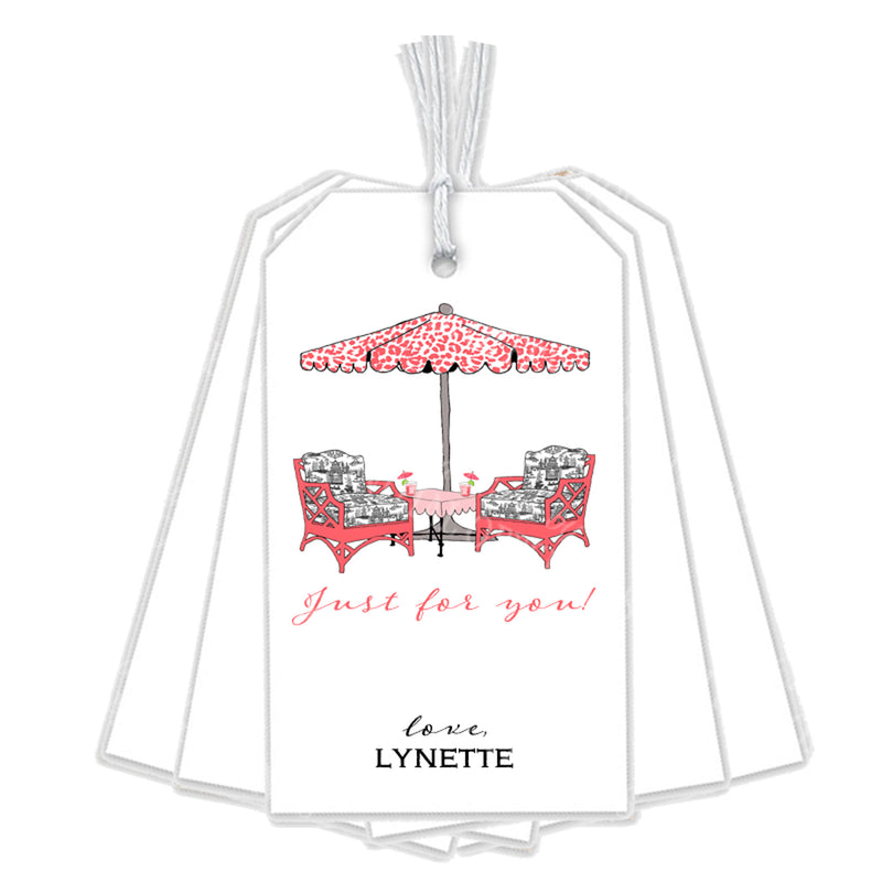 Cocktails Coral and Black Gift Tags