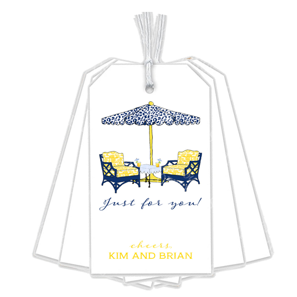 Cocktails Navy and Yellow Gift Tags