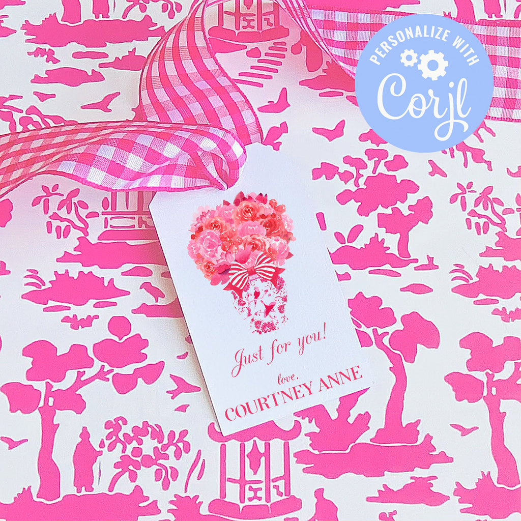 Pink and Red Bouquet Editable Print At Home Gift Tag