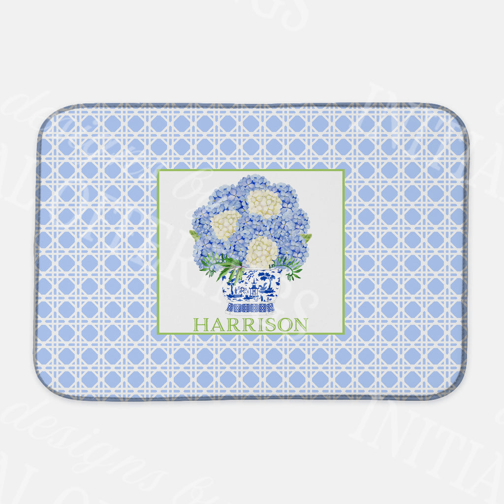 Blue Hydrangea Bouquet Dish Mat