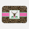 Leopard Print Stag Head Swag with Pink Bow Dish Mat