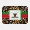 Leopard Print Stag Head Swag with Red Bow Dish Mat