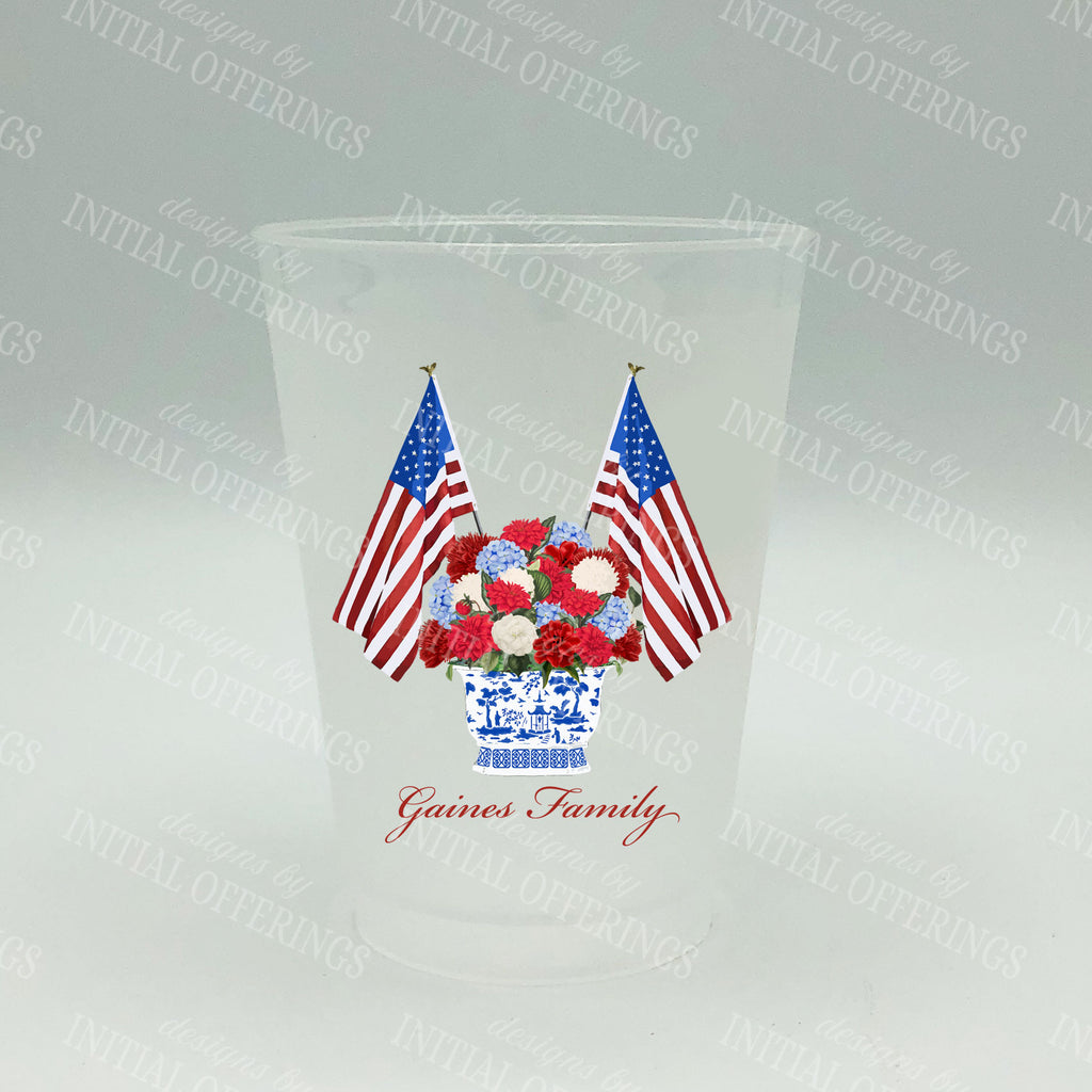 Patriotic Bouquet Full Color Shatterproof Frost Cups - Personalized