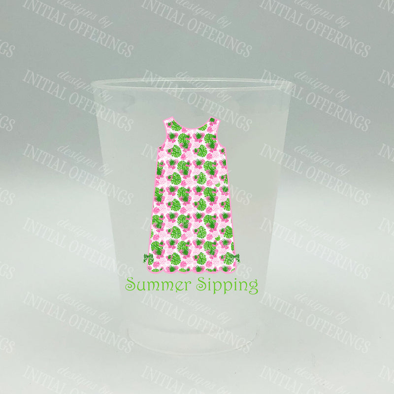 Pink Pineapple Print Shift Dress Shatterproof Frost Cups - Personalized