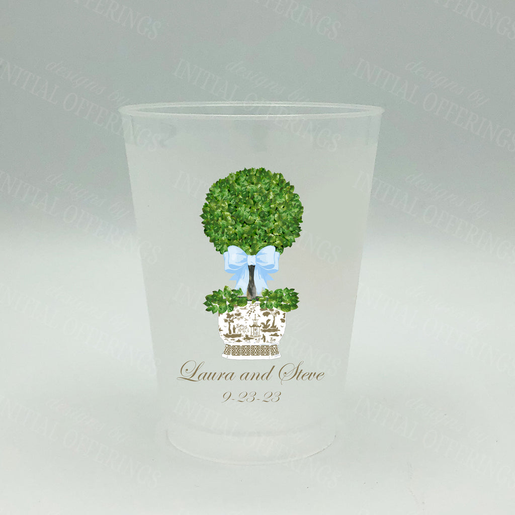 Topiary in Khaki Planter Shatterproof Frost Cups - Personalized