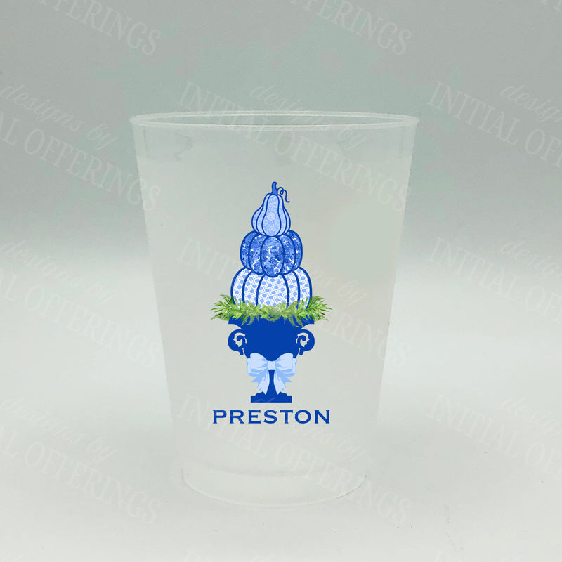 Blue Pumpkin Topiary Shatterproof Frost Cups - Personalized