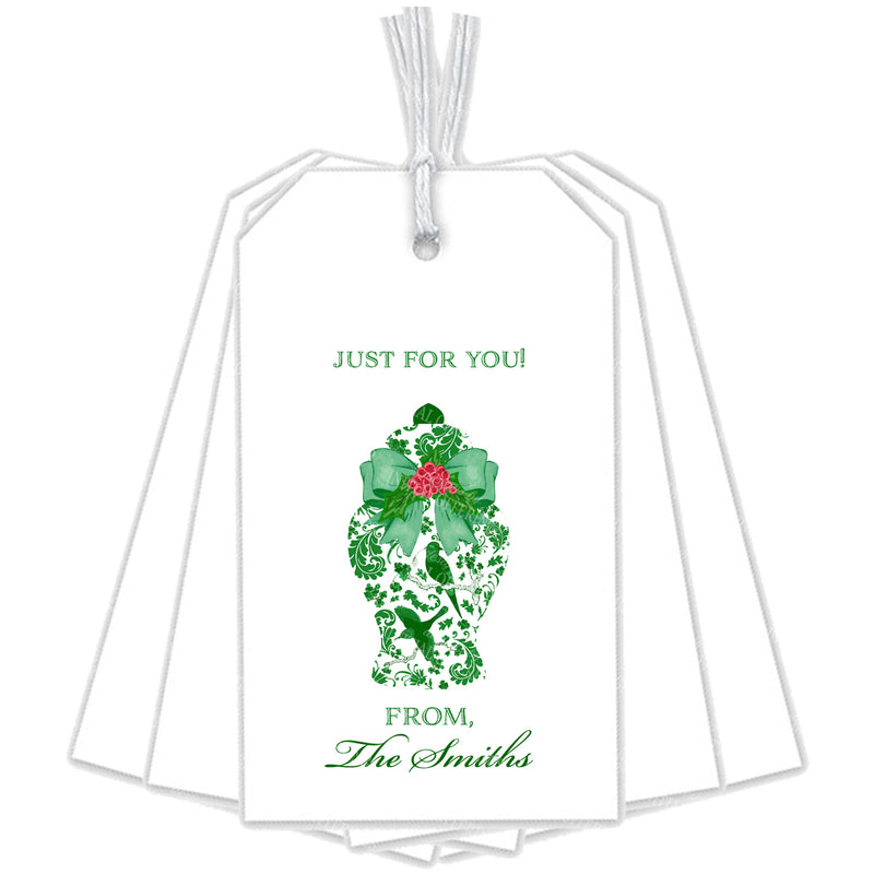Emerald Holiday Ginger Jar Gift Tags