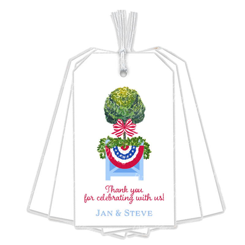 Patriotic Topiary with Bunting Gift Tags