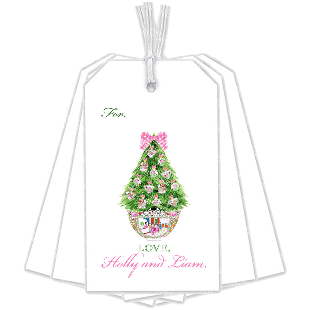 Famille Rose Medallion Inspired Christmas Tree Gift Tags