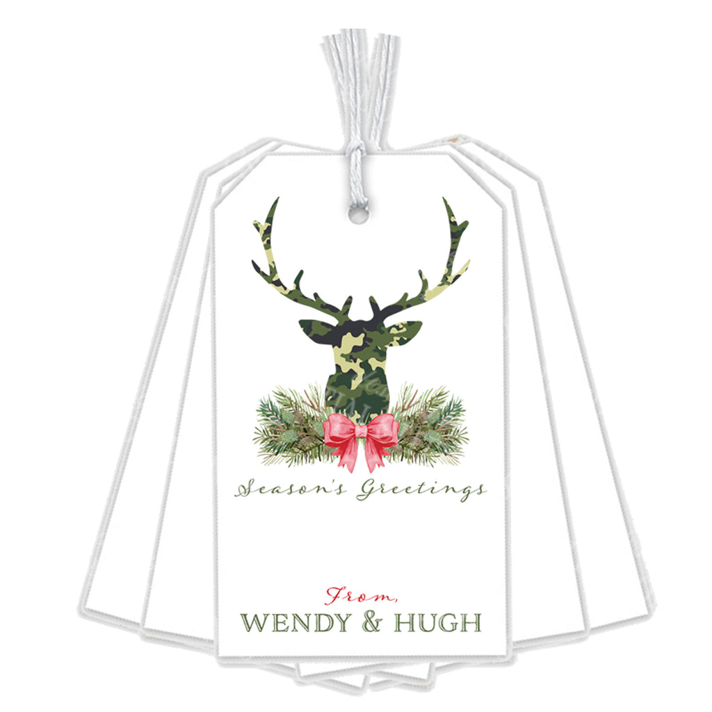 Green Camo Stag Head Swag Gift Tags