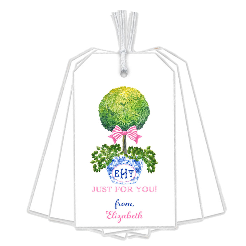 Topiary with Pink Bow Gift Tags