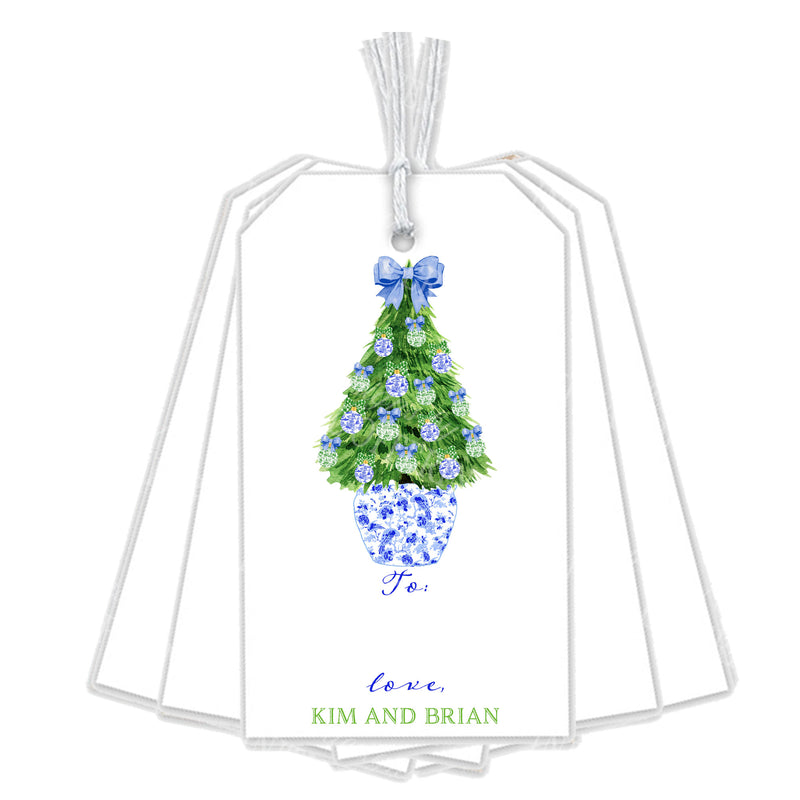 Blue and Green Christmas Tree Gift Tags