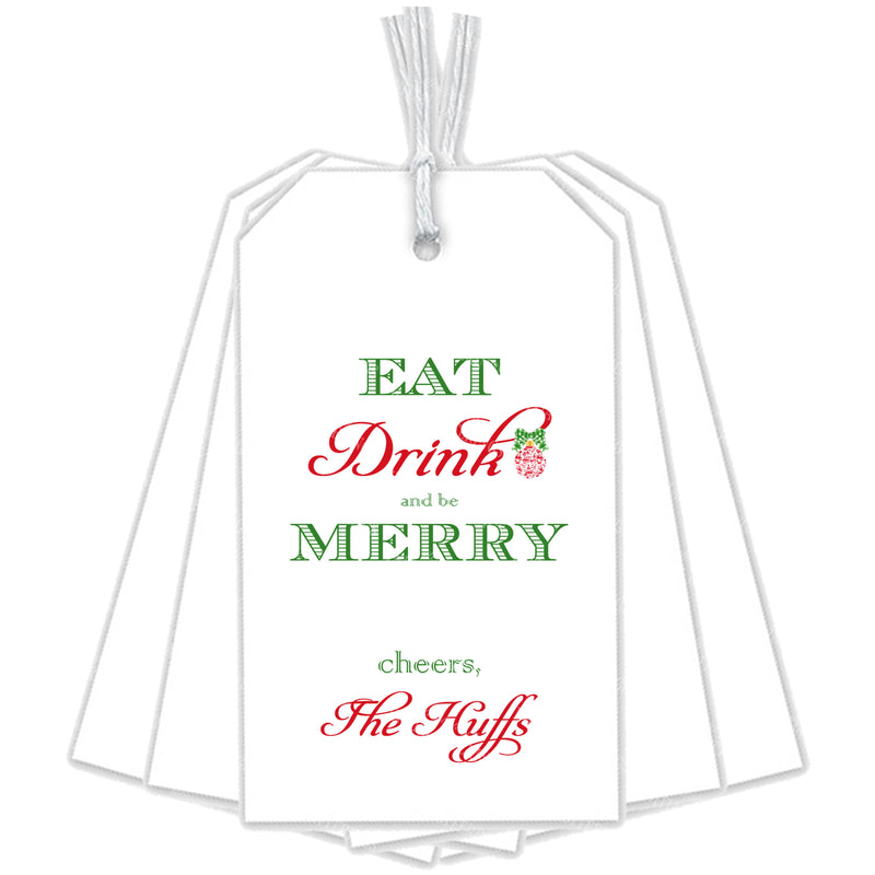 Red and Green Eat Drink and be Merry Gift Tags