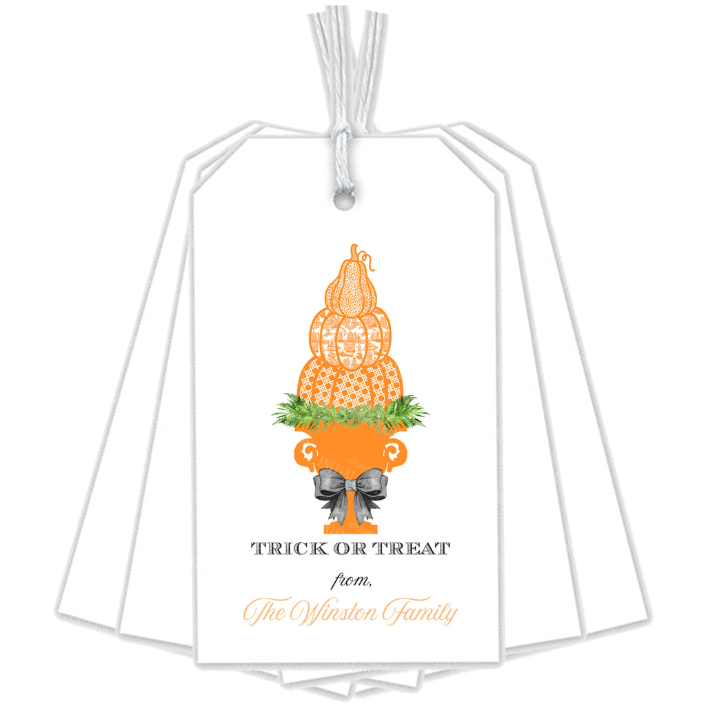 Orange Pumpkin Topiary Gift Tags