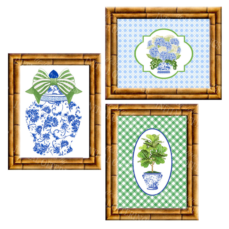 Gallery Wall Set of 3 Art Prints | Blue and Green Collection 1