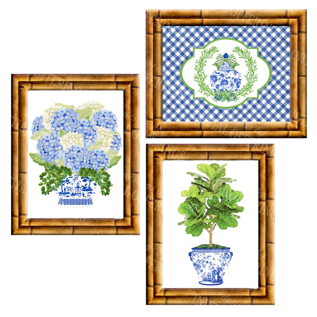 Gallery Wall Set of 3 Art Prints | Blue and Green Collection 2