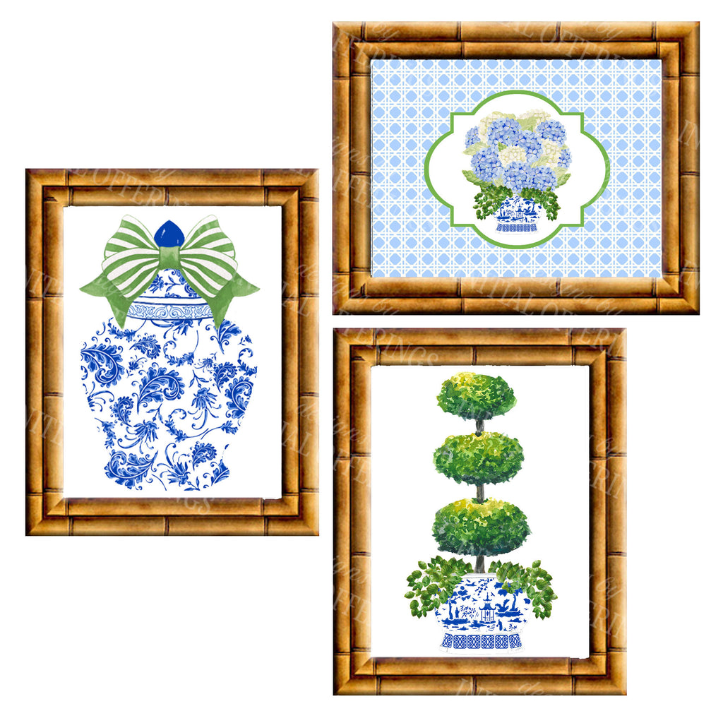 Gallery Wall Set of 3 Art Prints | Blue and Green Collection 3