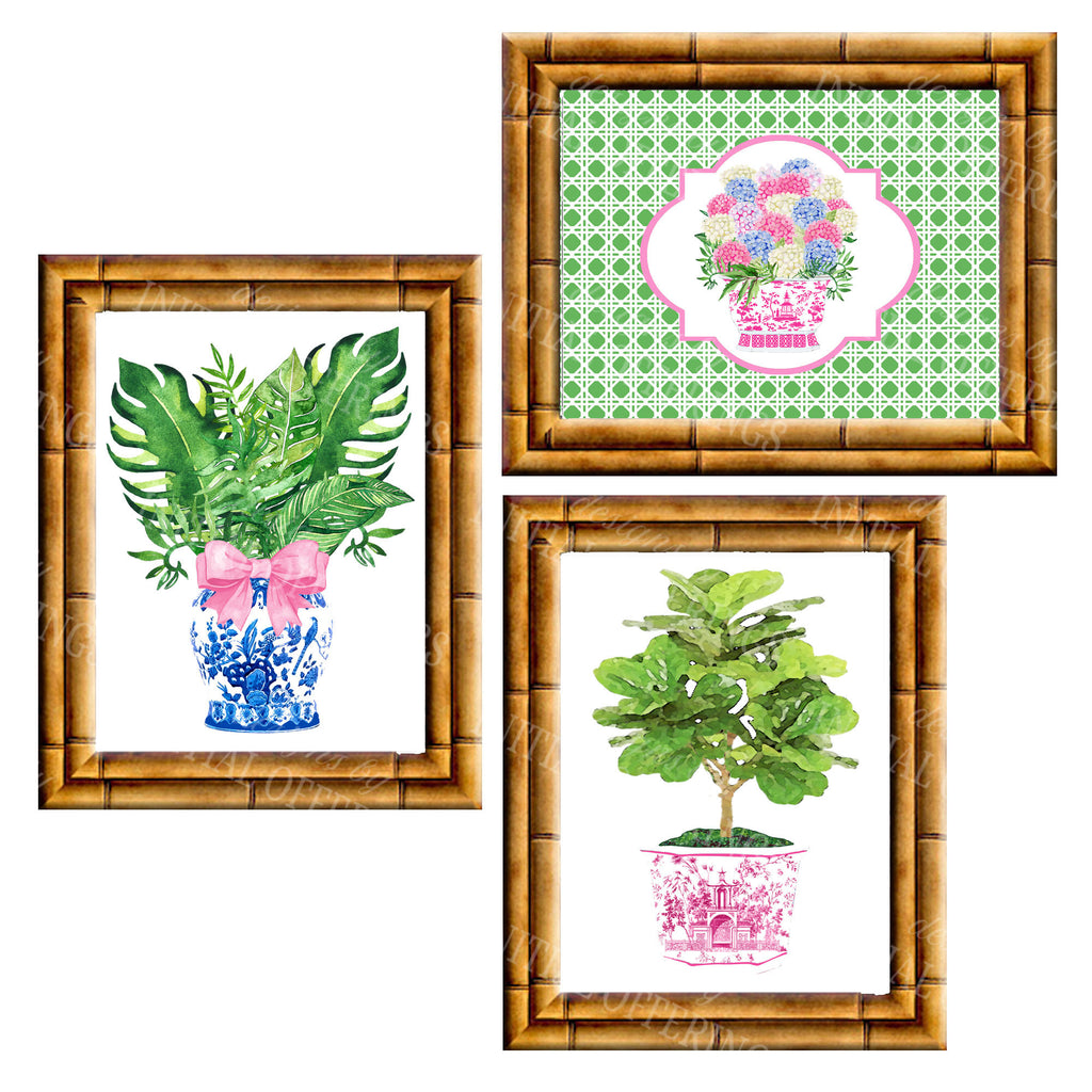 Gallery Wall Set of 3 Art Prints | Pink Green and Blue Collection 1