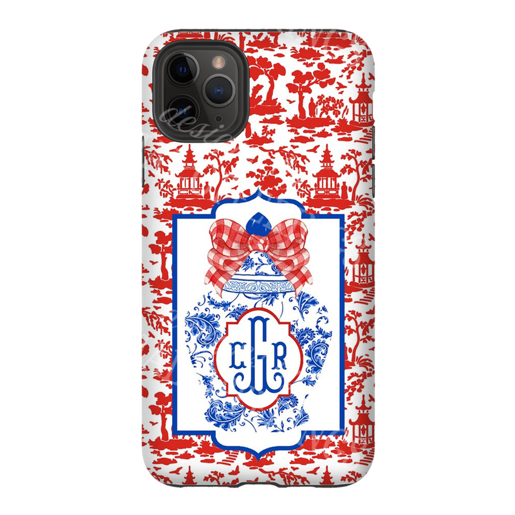 Ginger Jar with Red Toile Glossy Tough Phone Case | iPhone | Samsung Galaxy