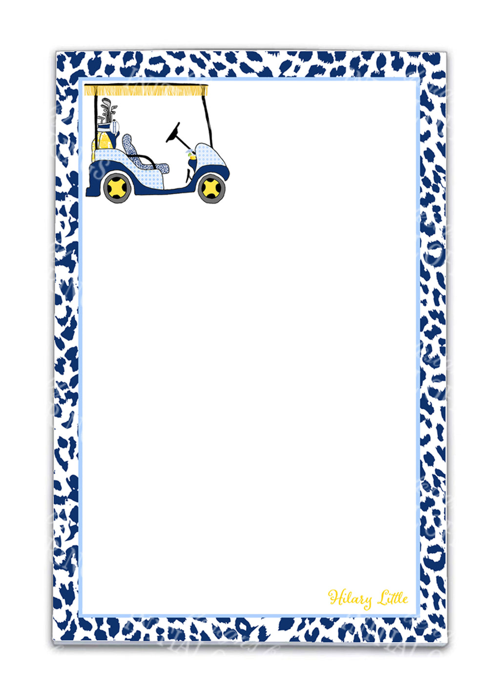 Navy and Yellow Golf Cart Notepad