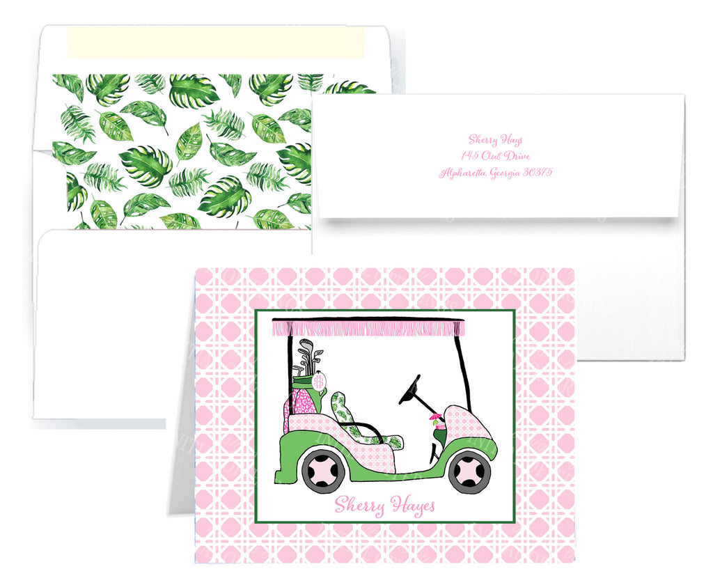 Palm Leaf Golf Cart Notecards