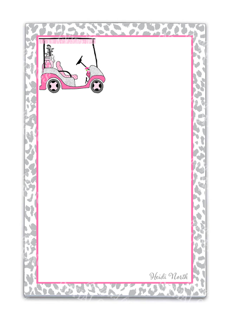 Hot Pink and Grey Golf Cart Notepad
