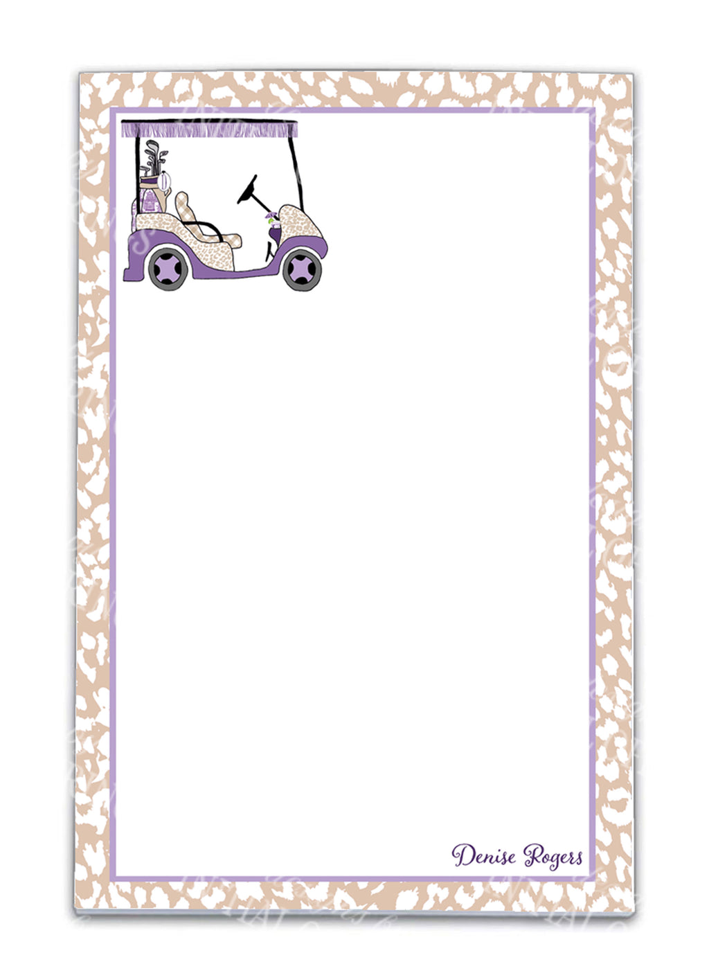 Lavender and Khaki Golf Cart Notepad