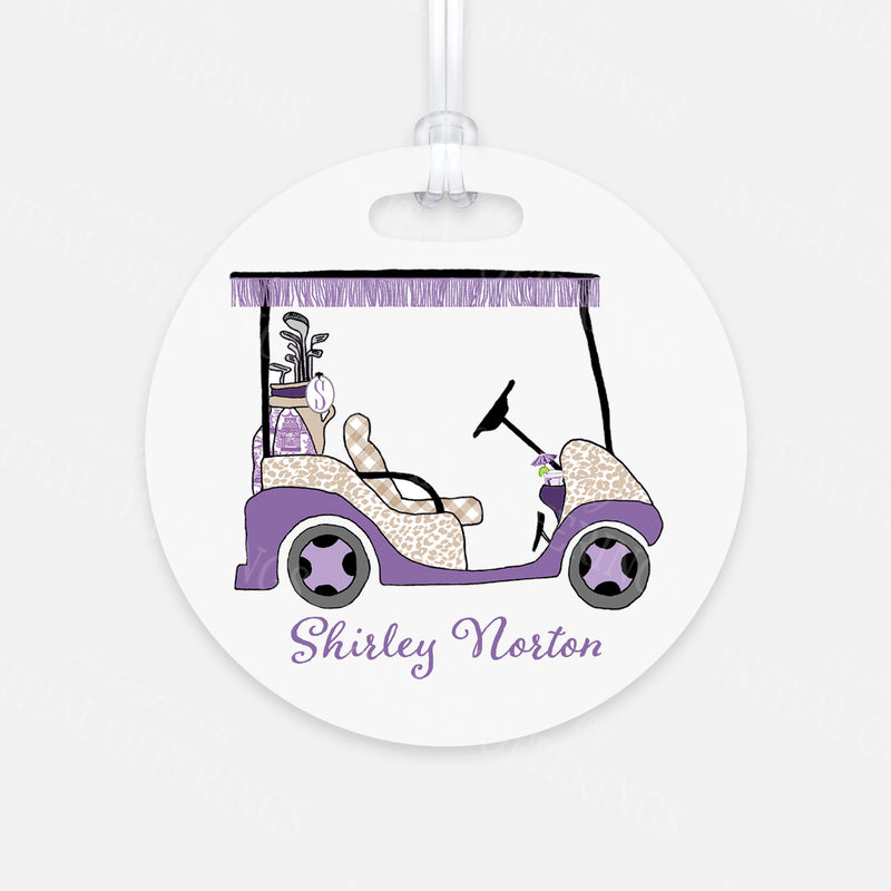 Lavender and Khaki Golf Cart Bag Tag