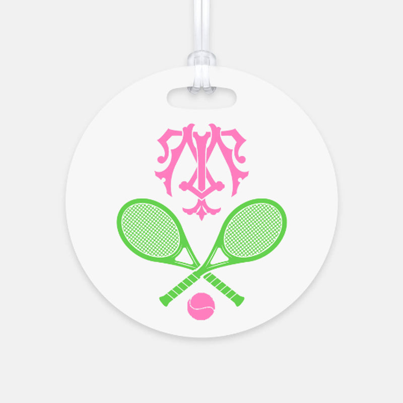 Pink and Green Racquets Bag Tag