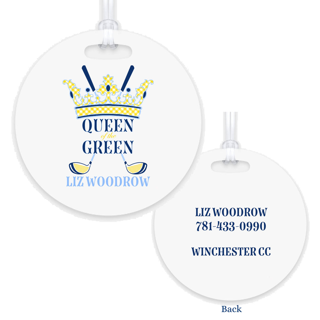 Navy and Yellow Queen of the Green Bag Tag