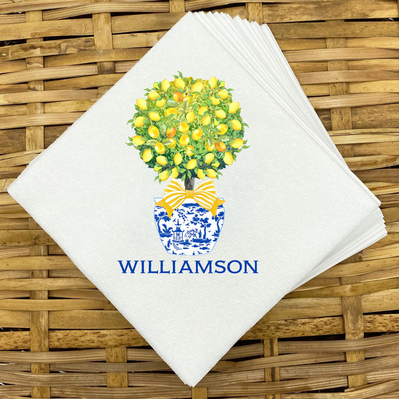 Topiary with Lemons Napkins and Guest Towels