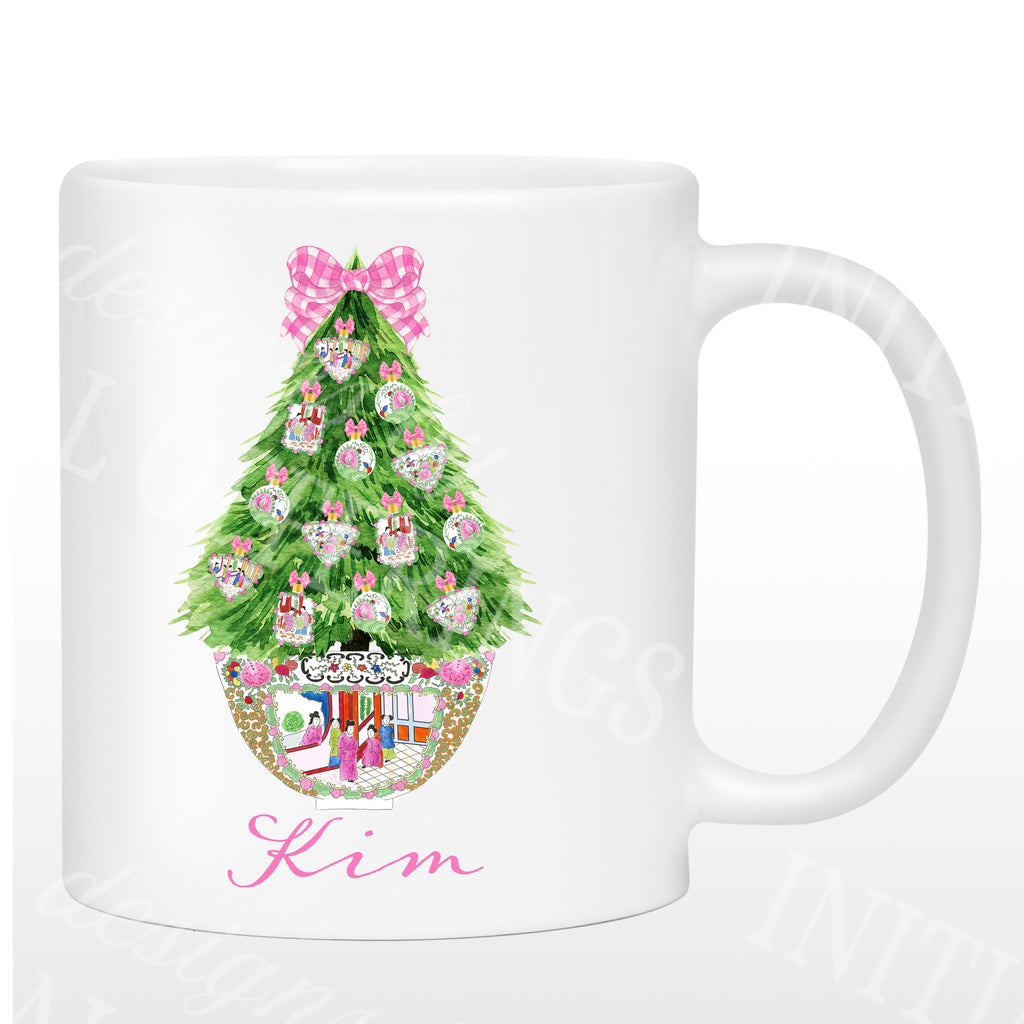 Famille Rose Medallion Inspired Christmas Tree Mug