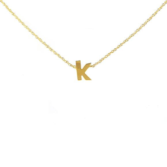 14K Gold or Sterling Silver Single Letter Necklace