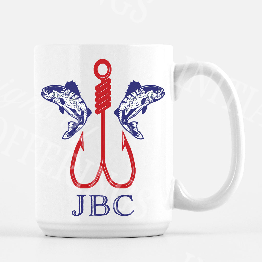 Fishing in Navy and Red Mug