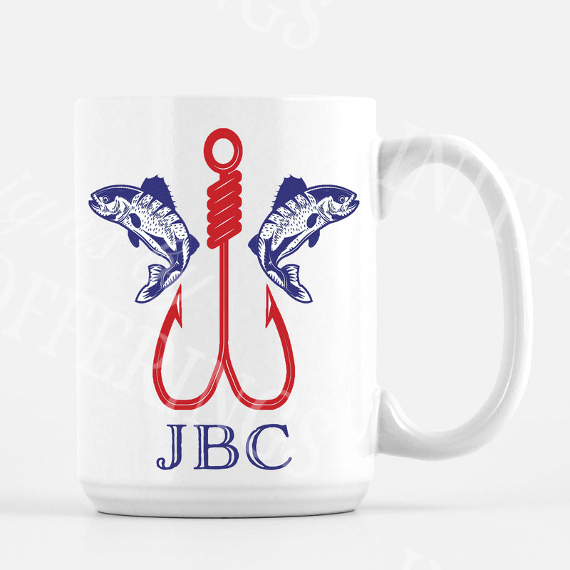 Fishing in Navy and Red Mug