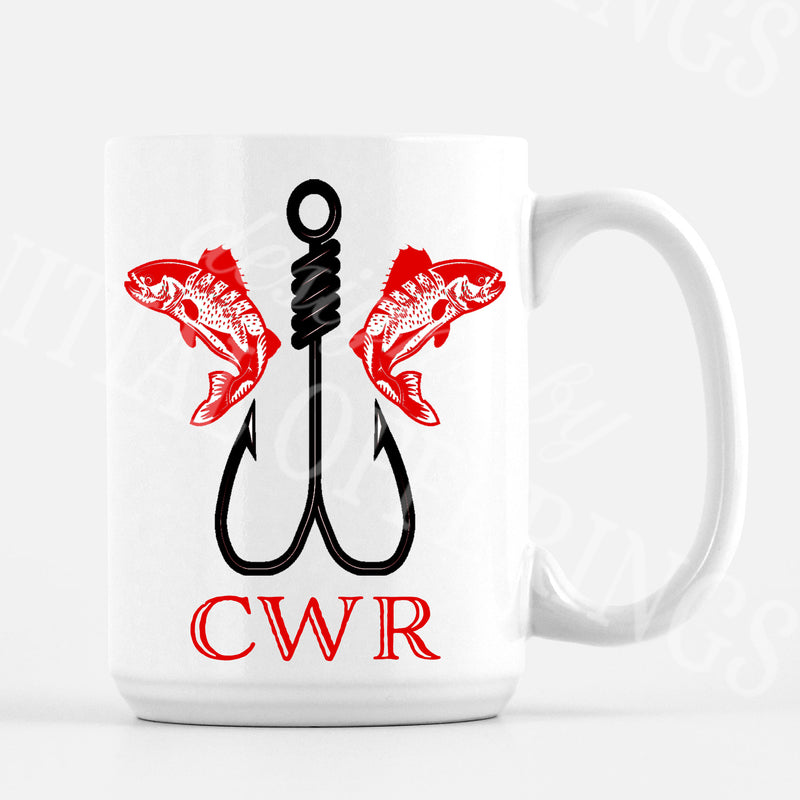 Fishing in Red and Black Mug